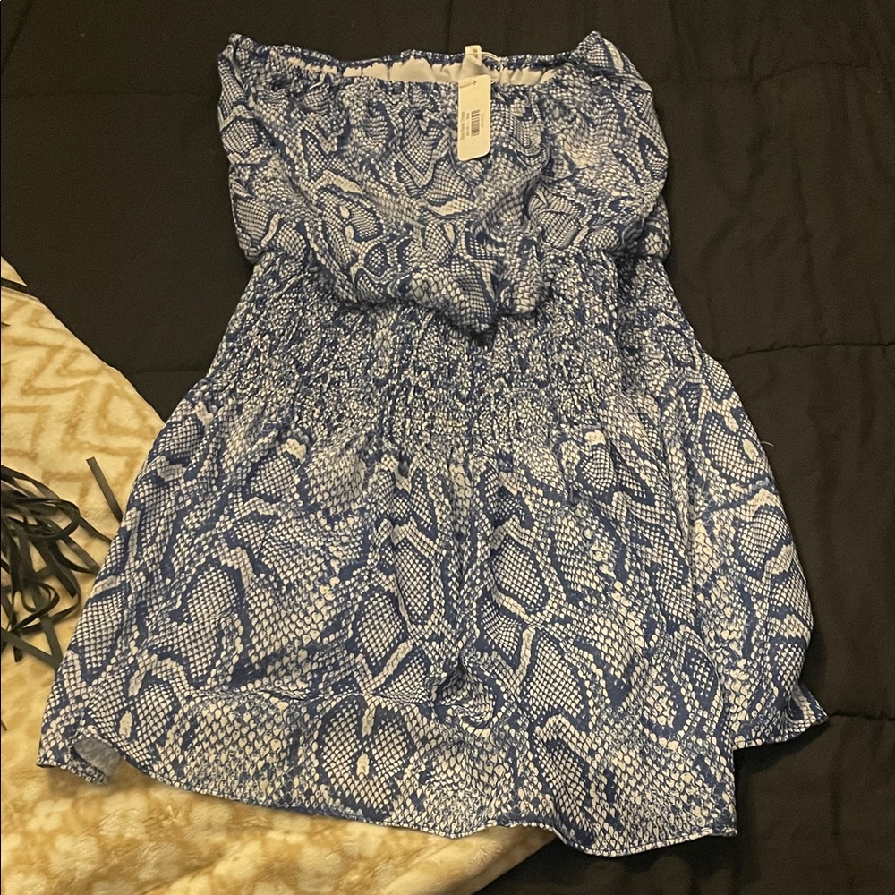Glam Blue Strapless Dress